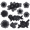 Gorgecraft 30Pcs 10 Style Flower/Leaf Organza Embroidery Sew on Appliques PATC-GF0001-28-1