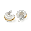 Brass C-Shaped with Chain Charm Stud Earrings EJEW-Q391-02S-3