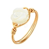 Copper Wired Natural Trochid Shell/Trochus Shell Finger Rings for Women RJEW-JR01054-3