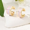 Brass Stripe C-Shaped Cuff Earrings EJEW-D321-03G-2