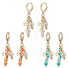 Natural Persian Jade Cross Hoop Earrings EJEW-JE06727-3
