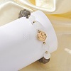 Round Natural Labradorite & White Jade Beads Stretch Bracelets BJEW-JB13674-2