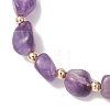 Natural Amethyst & Brass Beads Stretch Bracelets for Women BJEW-JB13414-01-3