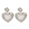 Rack Plating Heart Brass Dangle Stud Earrings EJEW-H143-16P-4