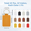 CutHollow 12Pcs 12 Colors Rectangle Imitation Leather Pendant Keychain KEYC-CL0001-12-2