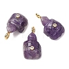 Natural Amethyst Carved Pendants G-H357-03G-09-1