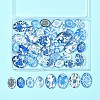 40Pcs 2 Styles Floral Theme Ornaments Glass Oval Flatback Cabochons GGLA-FS0001-10-7