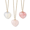 3Pcs 3 Styles Cherry Quartz Glass & Opalite & Natural Rose Quartz Heart Pendant 304 Stainless Steel Cable Chain Necklaces for Women NJEW-JN05971-2