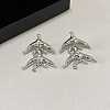 Alloy Rhinestone Stud Dangle Earrings for Women WG64E2E-01-1