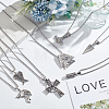 7Pcs 7 Style Arrow & Wolf & Cross & Axe & Wing Stainless Steel Pendant Necklaces Set NJEW-AN0001-44-5