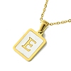 Ion Plating(IP) Rectangle with Initial Letter 304 Stainless Steel Pendant Necklace NJEW-R265-04G-E-1