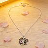 Printed 304 Stainless Steel Enamel Flower & Bird Pendant Necklaces NJEW-N063-03P-1