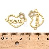 Mother's Day Brass Micro Pave Cubic Zirconia Heart with Word Mama Connector Charms KK-M324-01D-G-3