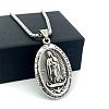 Vintage 304 Stainless Steel Oval with Emboss Virgin Pendant Box Chain Necklaces for Women AV8349-3