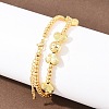 Brass Micro Pave Clear Cubic Zirconia Heart Round Beaded Bib Necklaces for Women NJEW-F364-08G-2