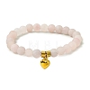 Natural Rose Quartz Beads Stretch Bracelets for Women BJEW-JB11351-01-2