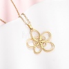 304 Stainless Steel Flower Pendant Cable Chain Necklaces for Men Women NJEW-K308-05B-G-1