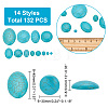 132Pcs 14 Styles Synthetic Turquoise Cabochons TURQ-AR0001-24-2
