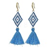 Glass Seed Beads & Brass Dangle Earrings for Women EJEW-MZ00800-03-3