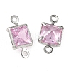 SHEGRACE Brass Pave Cubic Zirconia Square Connector Charms XGRQ2O264-440E-P-2