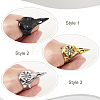 3Pcs 3 Colors Viking Raven Bird Head Stainless Steel Finger Rings RJEW-GA0001-04-3