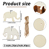 40Pcs Unfinished Blank Wooden Elephant Pendants Set for Painting Arts WOCR-FH0001-01-2