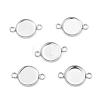Flat Round 304 Stainless Steel Cabochon Connector Settings STAS-E079-02-1