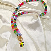 Boho Ocean Alloy Enamel Fish Pendant Rainbow Handmade Lampwork Rondelle Beaded Necklaces for Women WG000B5-02-1