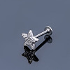 316L Surgical Stainless Steel Micro Pave Clear Cubic Zirconia Cartilage Earrings WGEC19D-13-1