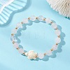 Natural Rose Quartz & Synthetic Turquoise Stretch Bracelets BJEW-JB13475-1