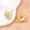 Brass Micro Pave Cubic Zirconia Stud Earrings for Women KK-A305-10G-4