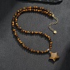 Bohemian Natural Tiger Eye Star Pendant 4MM Round Gems Beaded Necklaces FI0922-3-1