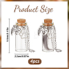 4Pcs Transparent Glass Empty Bottles with Alloy Paw Print Charms AJEW-DR00029-2