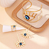 Hollow Out Evil Eye Alloy Resin Cuff Bangles & Cuff Rings & Stud Earrings Sets FS-WG3F92B-01-1