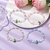 Tulip & Butterfly & Round Two Tone Glass Imitation Jade Beaded Stretch Bracelets for Women BJEW-JB10686-2