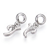 Platinum Rack Plating Alloy Rhinestone European Dangle Charms PALLOY-T048-36P-Y-2