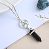Natural Obsidian Hexagonal Prism Pointed Faceted Bullet and Alloy Star Pendant Necklaces for Women VW3662-2-1