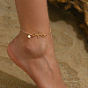 Heartbeat Paw Print Alloy & Synthetic Turquoise Link Anklets for Women WGE7D9E-02-2