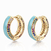 Brass Micro Pave Colorful Cubic Zirconia Huggie Hoop Earrings EJEW-S209-03C-1