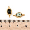 Natural Mixed Gemstone Chip 304 Stainless Steel Oval Connector Charms KK-P300-11G-3