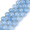 Ombre Effect Dyed Transparent Crackle Glass Beads Strands GLAA-Q111-10MM-02-2