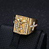 Cross with Jesus Pattern 304 Stainless Steel with Crystal Rhinestone Finger Rings for Men FS-WG78AD7-03-2