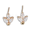 Brass Pave Clear Cubic Zirconia Stud Earring Findings KK-N235-041-3