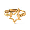 304 Stainless Steel Hollow Star Adjustable Rings RJEW-D006-23G-2