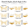 CREATCABIN 12Pcs 6 Styles Acrylic Mirror Butterfly Cupcake Toppers FIND-CN0001-44-2