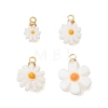 4Pcs 4 Styles Natural Freshwater Shell Enamel Flower Charms with Brass Bails PALLOY-JF04895-1