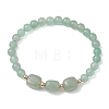 Natural Green Aventurine Cube & Round Beaded Stretch Bracelets BJEW-JB10807-02-1