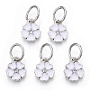 Enamel Style Flower Alloy Rhinestone Charms X-ENAM-S085-08-3