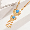 Fashionable Vintage Brass & Resin Imitation Gemstone Tassel Heart Pendant Necklaces for Women FQ7725-5-1