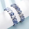 Natural Blue Spot Jasper Faceted Beaded Stretch Bracelets for Women BJEW-K251-07M-1